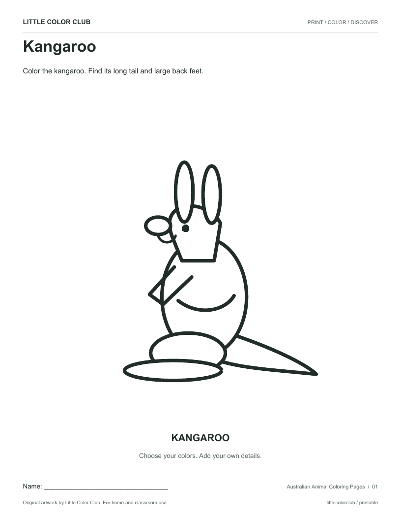Kangaroo sheet from Australian animals